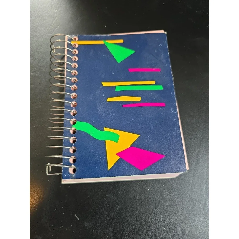 1980s Vtg Carolina Pad Geometric Spiral Notebook Lil Big Book Multicolor Paper